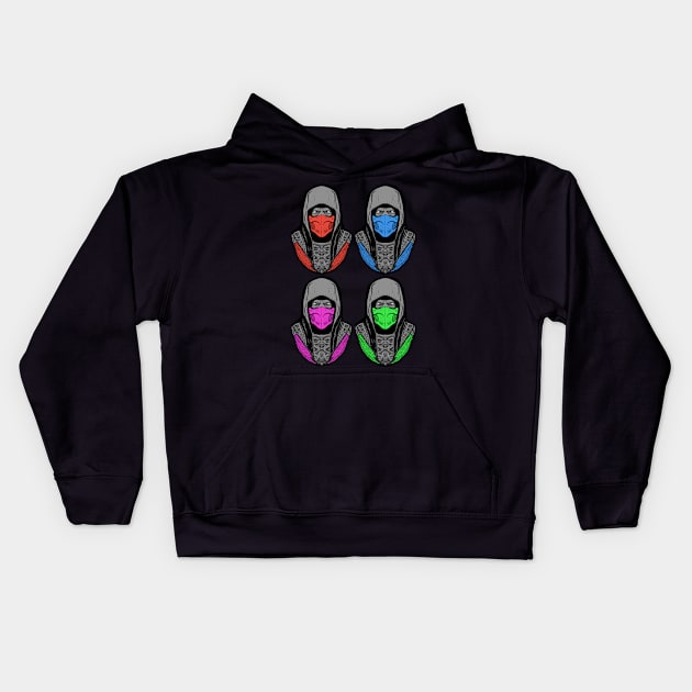 Four Ninjas Pose v1 Kids Hoodie by DeathAnarchy
